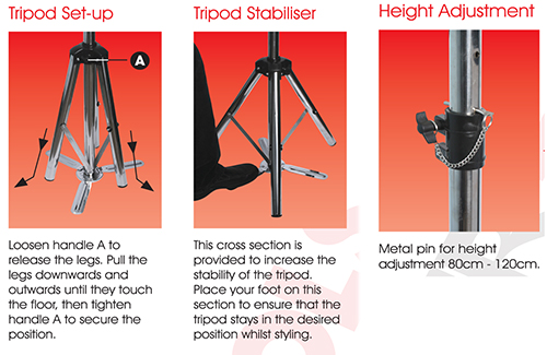 Hair Tools Training Head Tripod With Carry Pouch